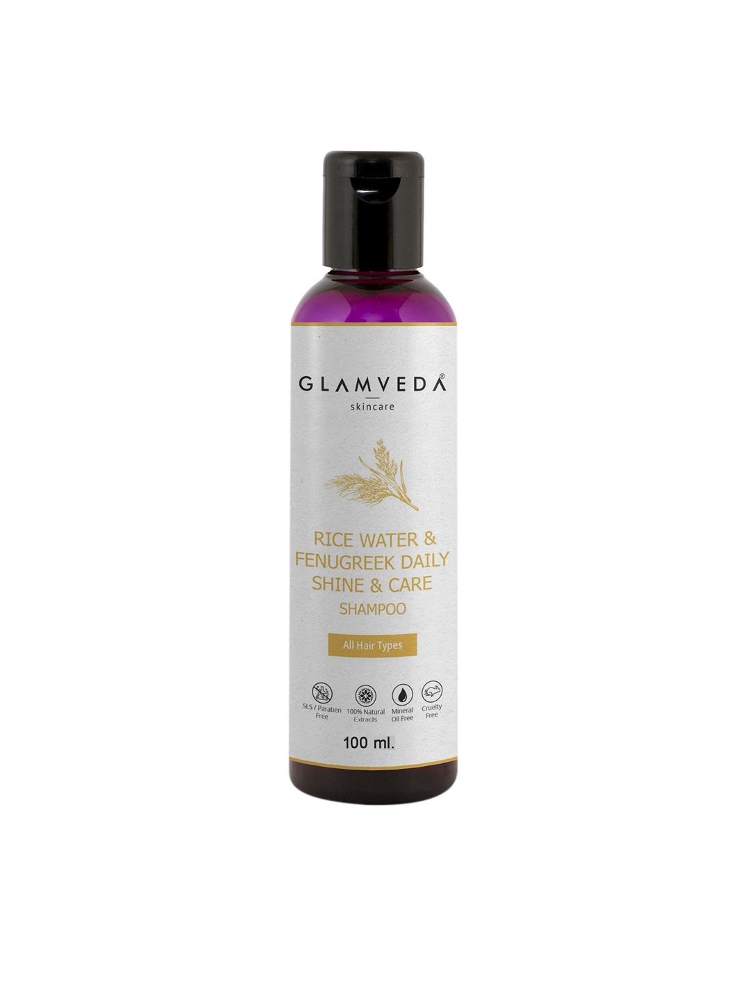 

GLAMVEDA Daily Shine & Care Shampoo with Rice Water & Fenugreek - 100 ml, White