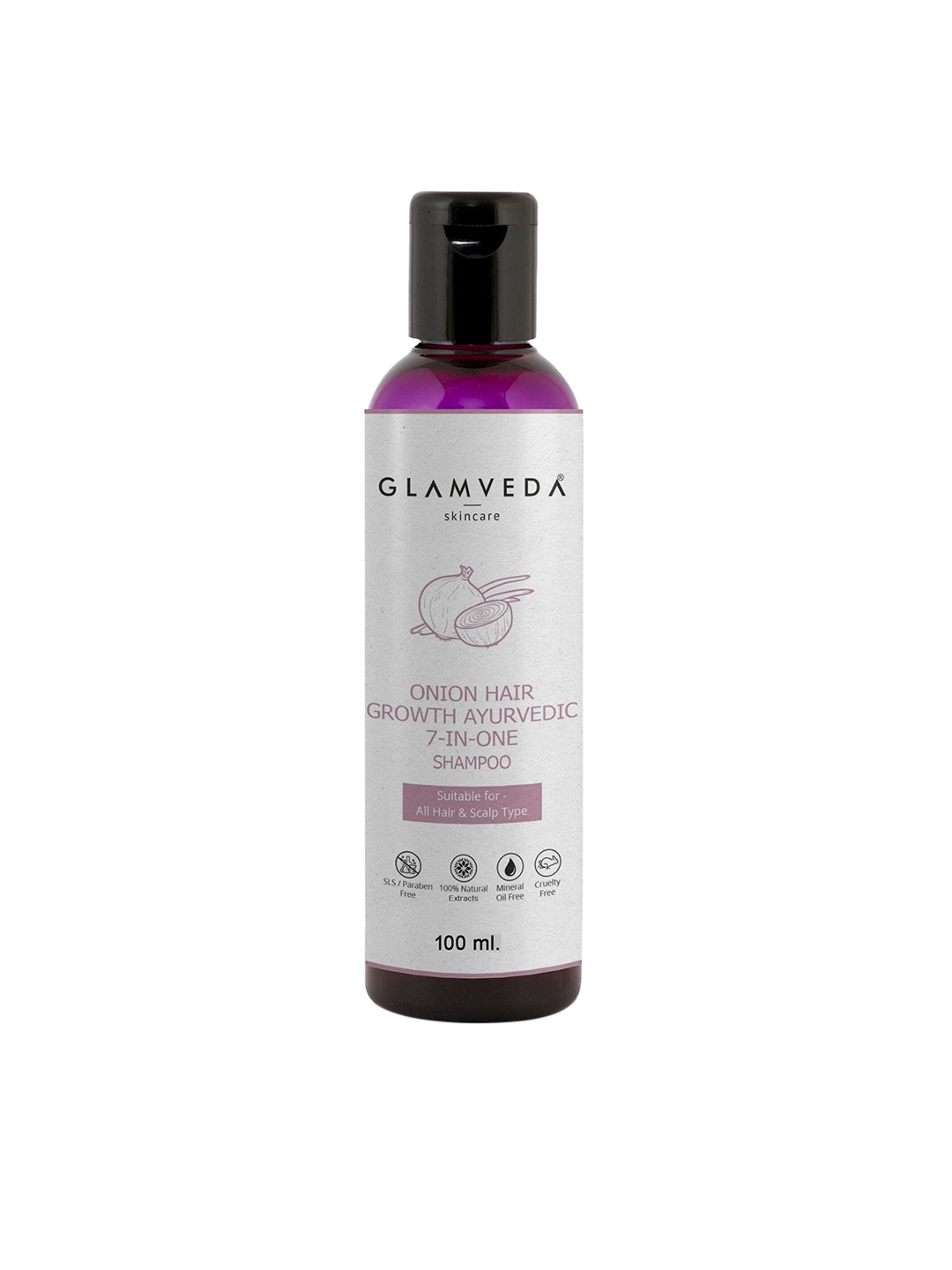 

GLAMVEDA Onion Hair Growth Ayurvedic 7-In-One Shampoo - 100 ml, White