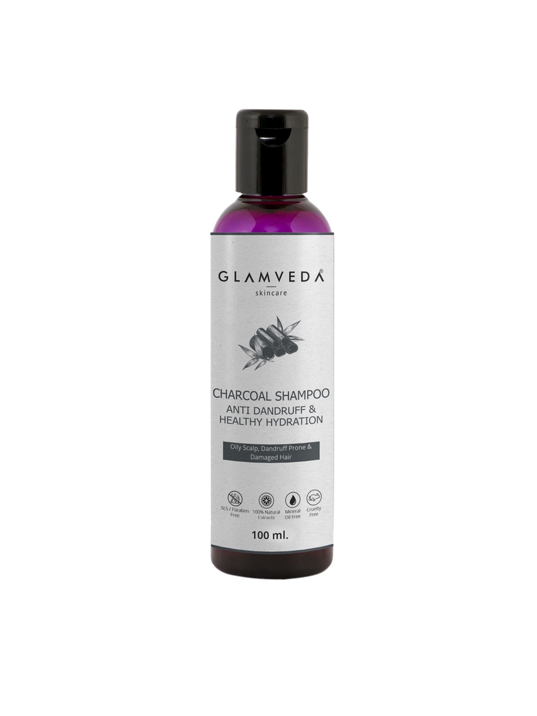 

GLAMVEDA Anti Dandruff & Healthy Hydration Charcoal Shampoo - 100 ml, White