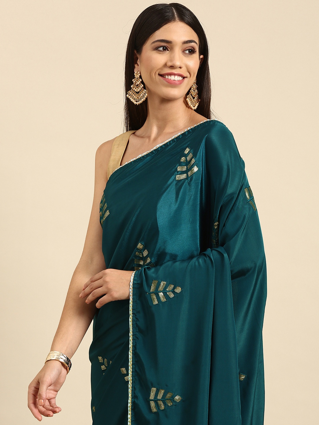 

all about you Teal Blue Sequinned Saree