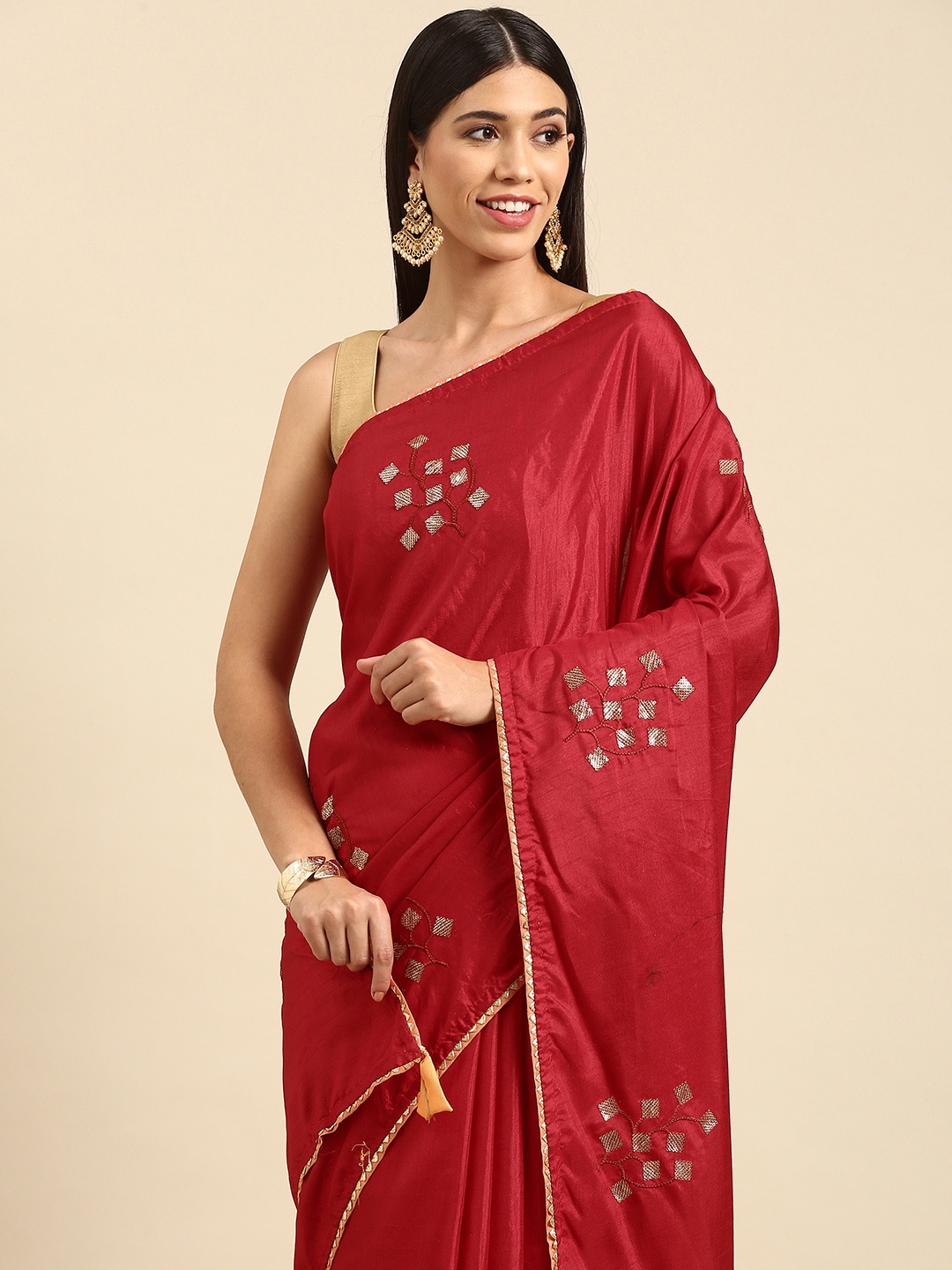 

all about you Red Sequinned Saree