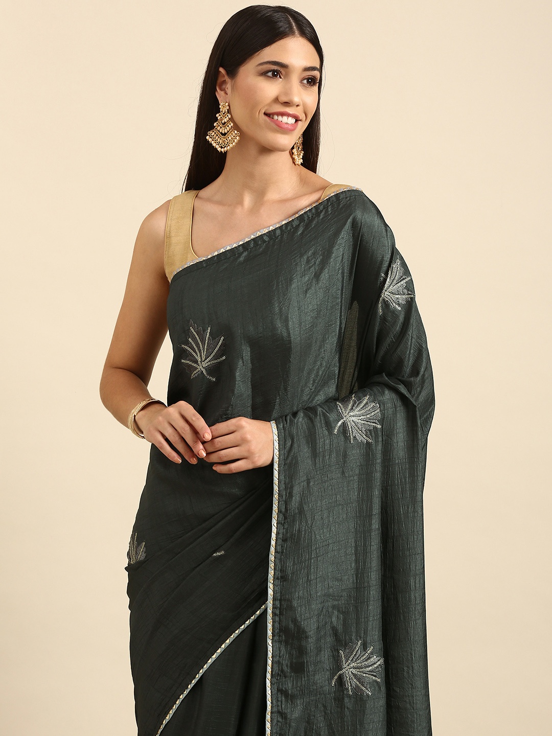 

all about you Charcoal Grey Sequinned Saree