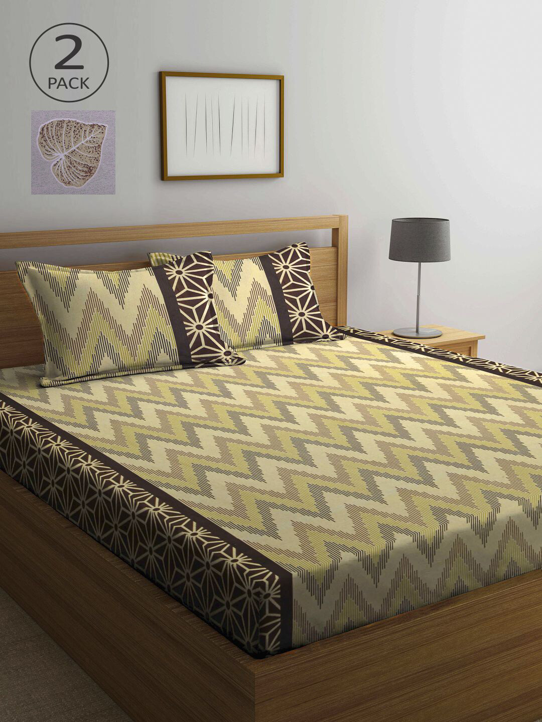 

KLOTTHE Brown & Grey 210 TC 2 Queen Bedsheet with 4 Pillow Covers