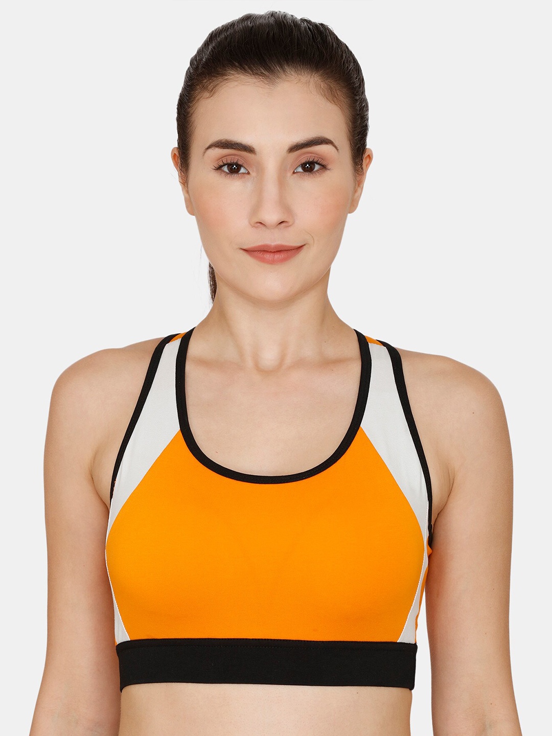 

Zelocity by Zivame Yellow & White Removable Padded Non-Wired Sports Bra