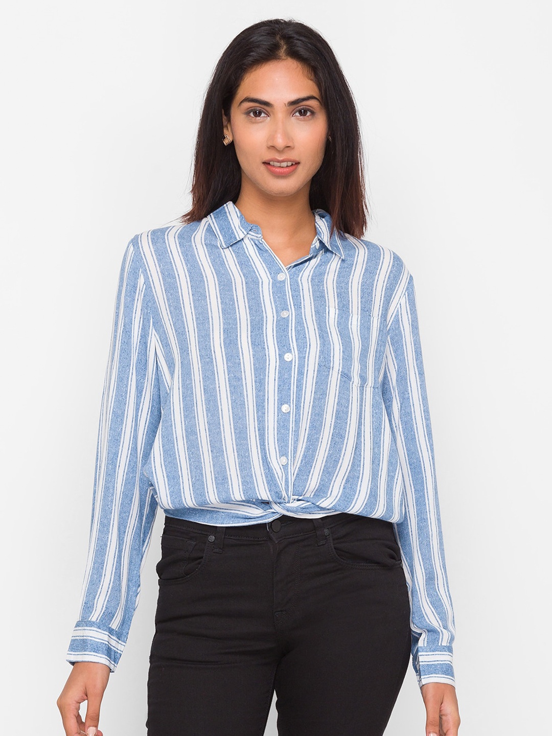 

Globus Women White Striped Casual Shirt