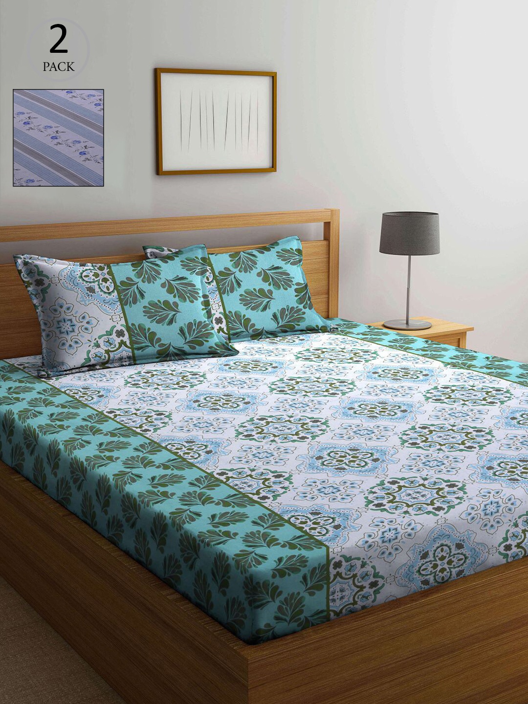 

KLOTTHE Multicoloured Floral 210 TC 2 Queen Bedsheet with 4 Pillow Covers, Multi