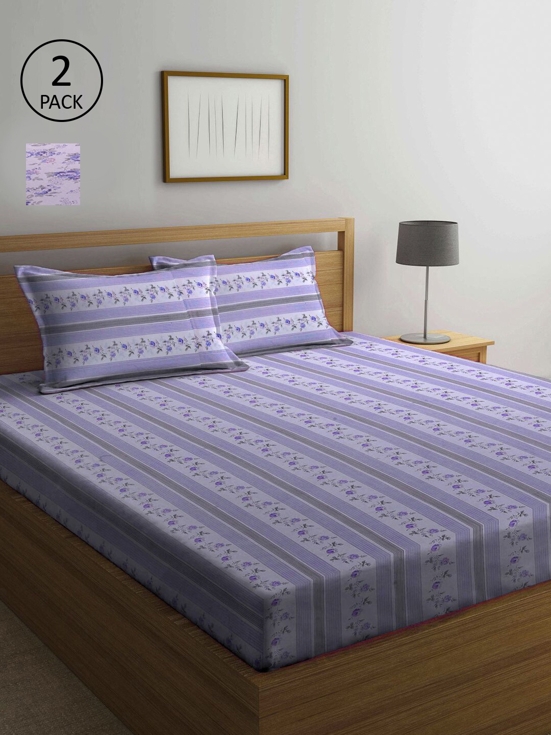 

KLOTTHE Multicoloured Floral 210 TC 2 Queen Bedsheet with 4 Pillow Covers, Multi