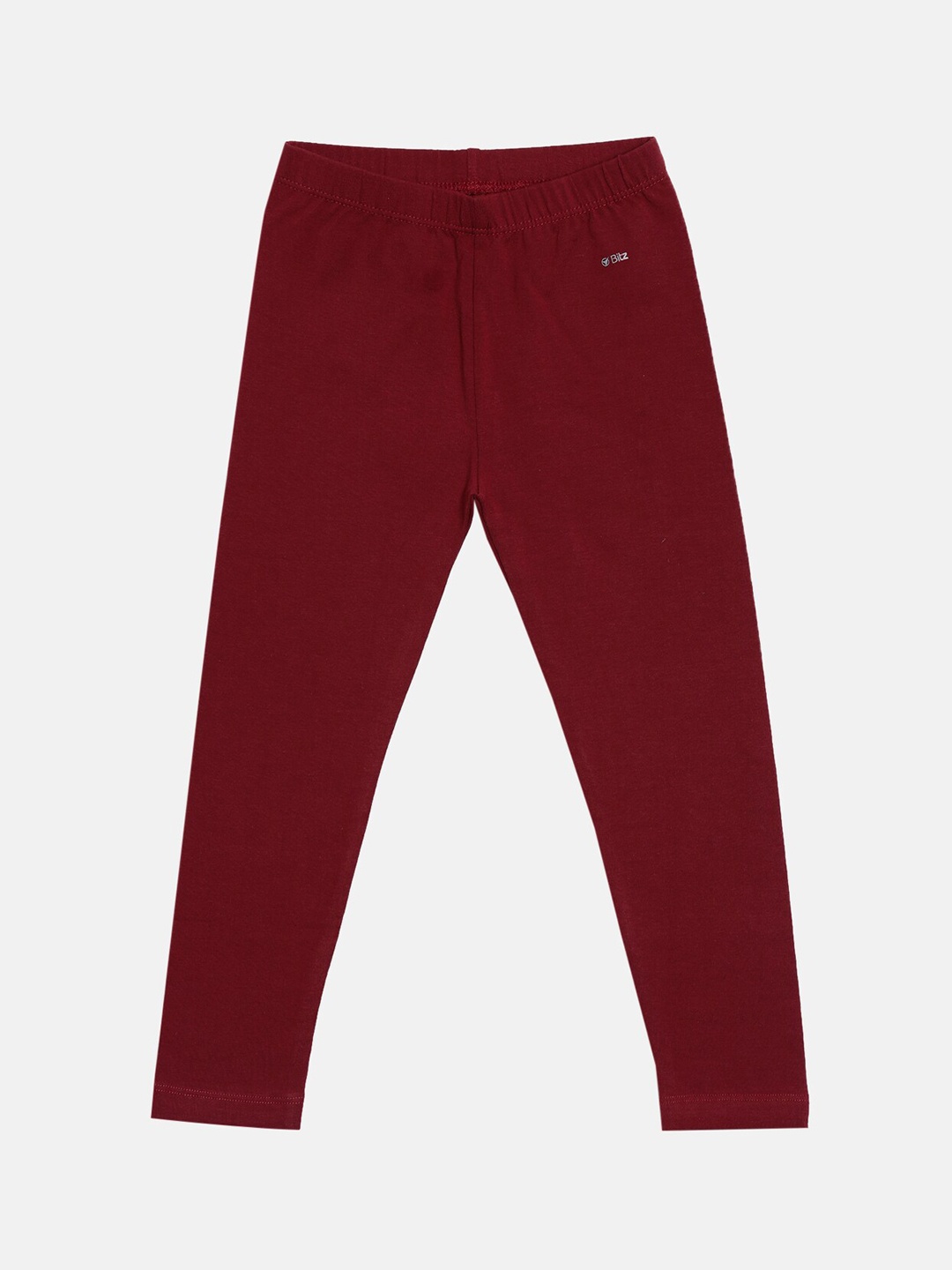 

Bitz Girls Maroon Solid Ankle-Length Leggings