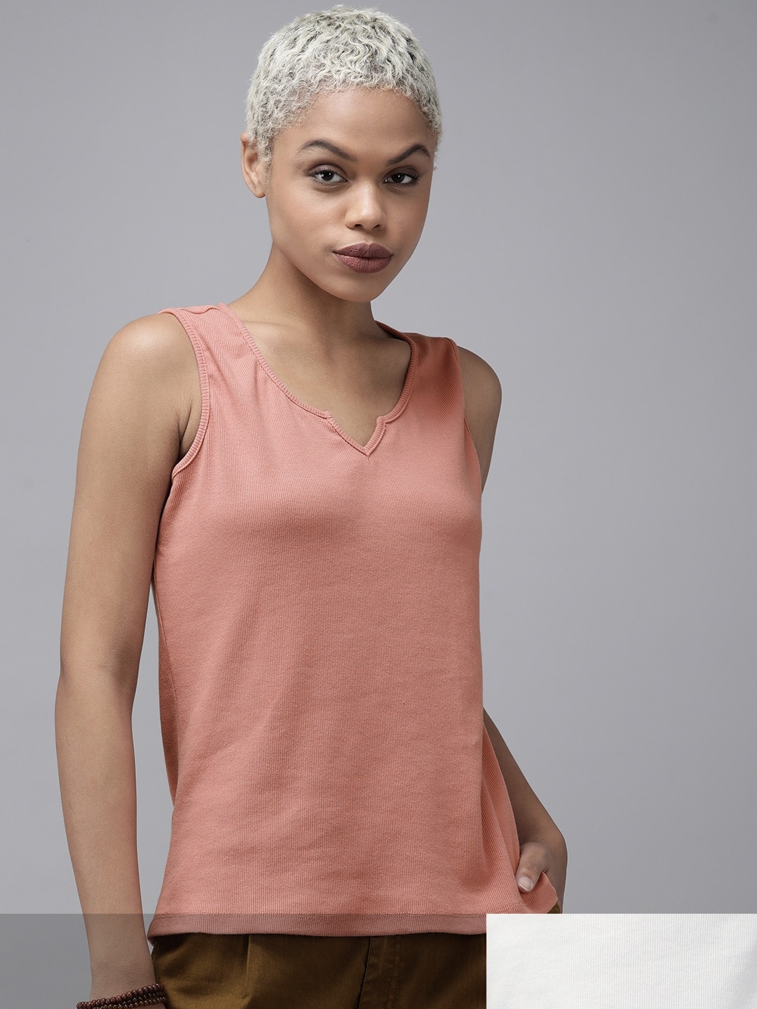 

The Roadster Lifestyle Co Pack Of 2 Solid Sweetheart Neck Tank Tops, Rose