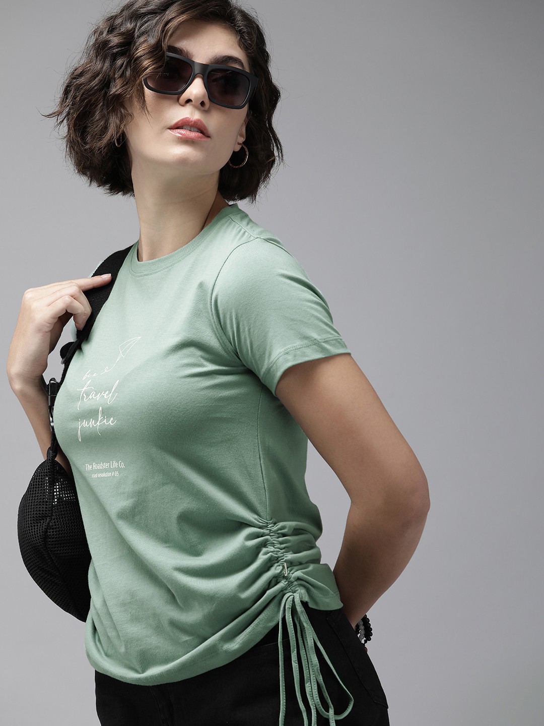 

Roadster Women Green Printed Pure Cotton T-shirt