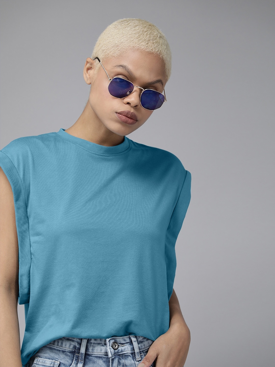

Roadster Blue Extended Sleeves Top