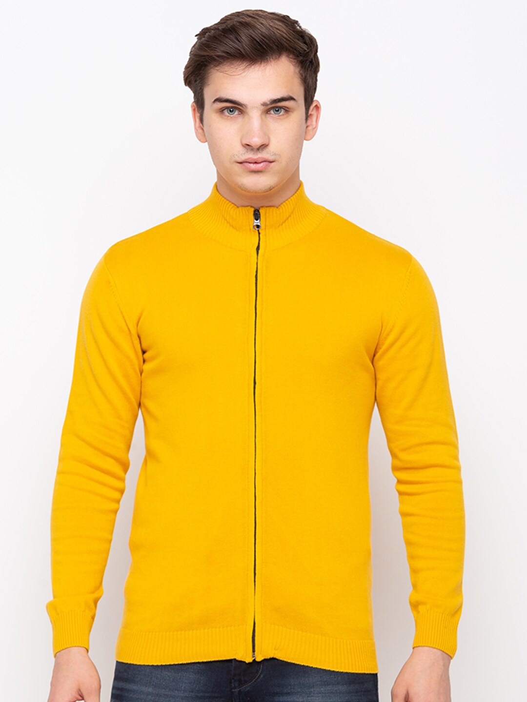 

Globus Men Yellow Solid Cardigan