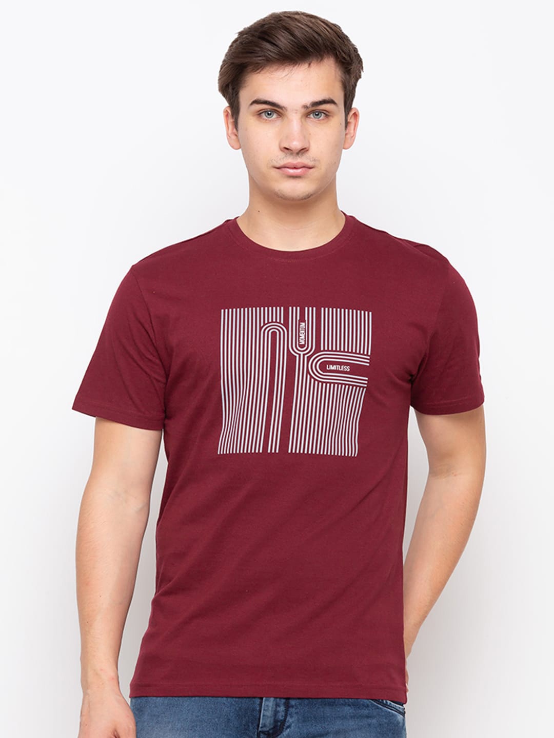 

Globus Men Maroon Typography Printed Slim Fit T-shirt