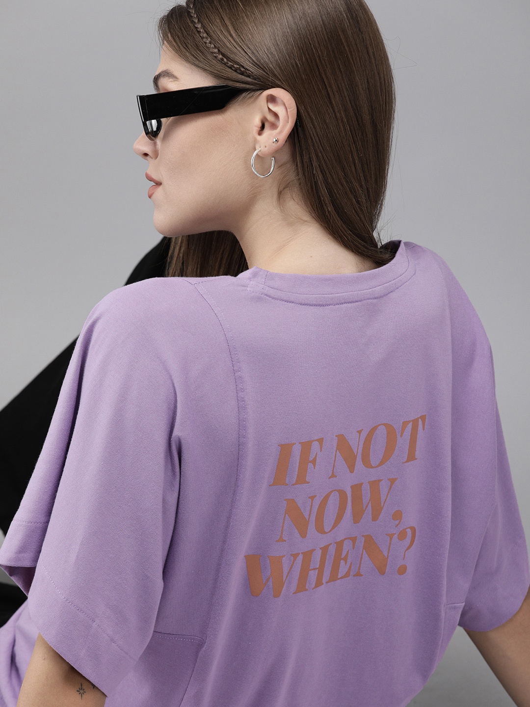 

Roadster Women Lavender Typography Printed Casual T-shirt