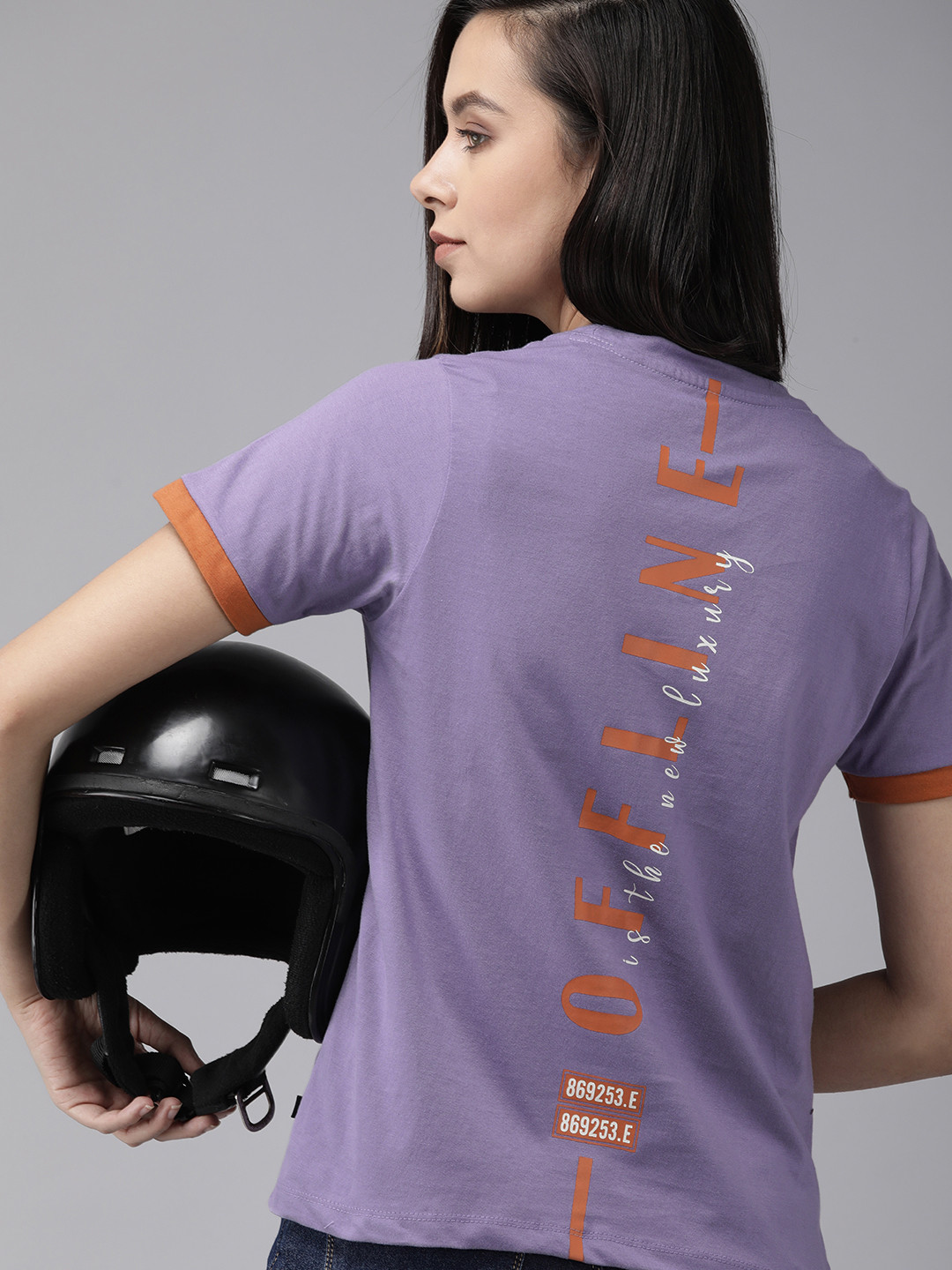 

Roadster Women Violet Typography Printed Pure Cotton T-shirt