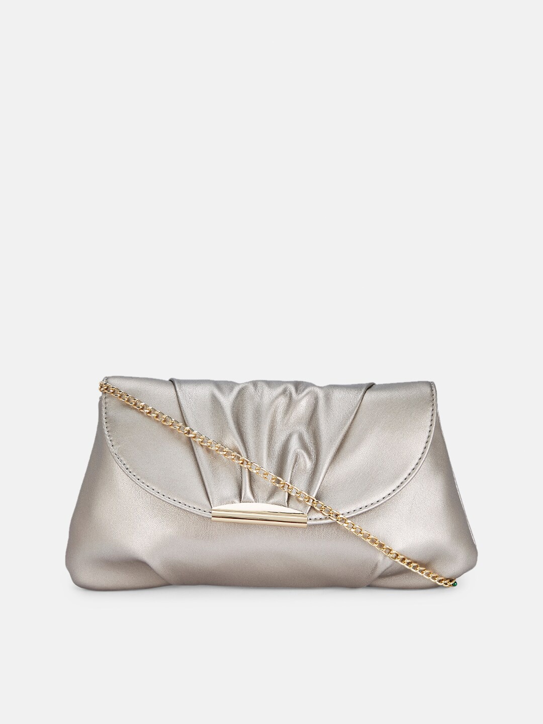 

Forever Glam by Pantaloons Silver-Toned & Gold-Toned Buckle Detail Envelope Clutch