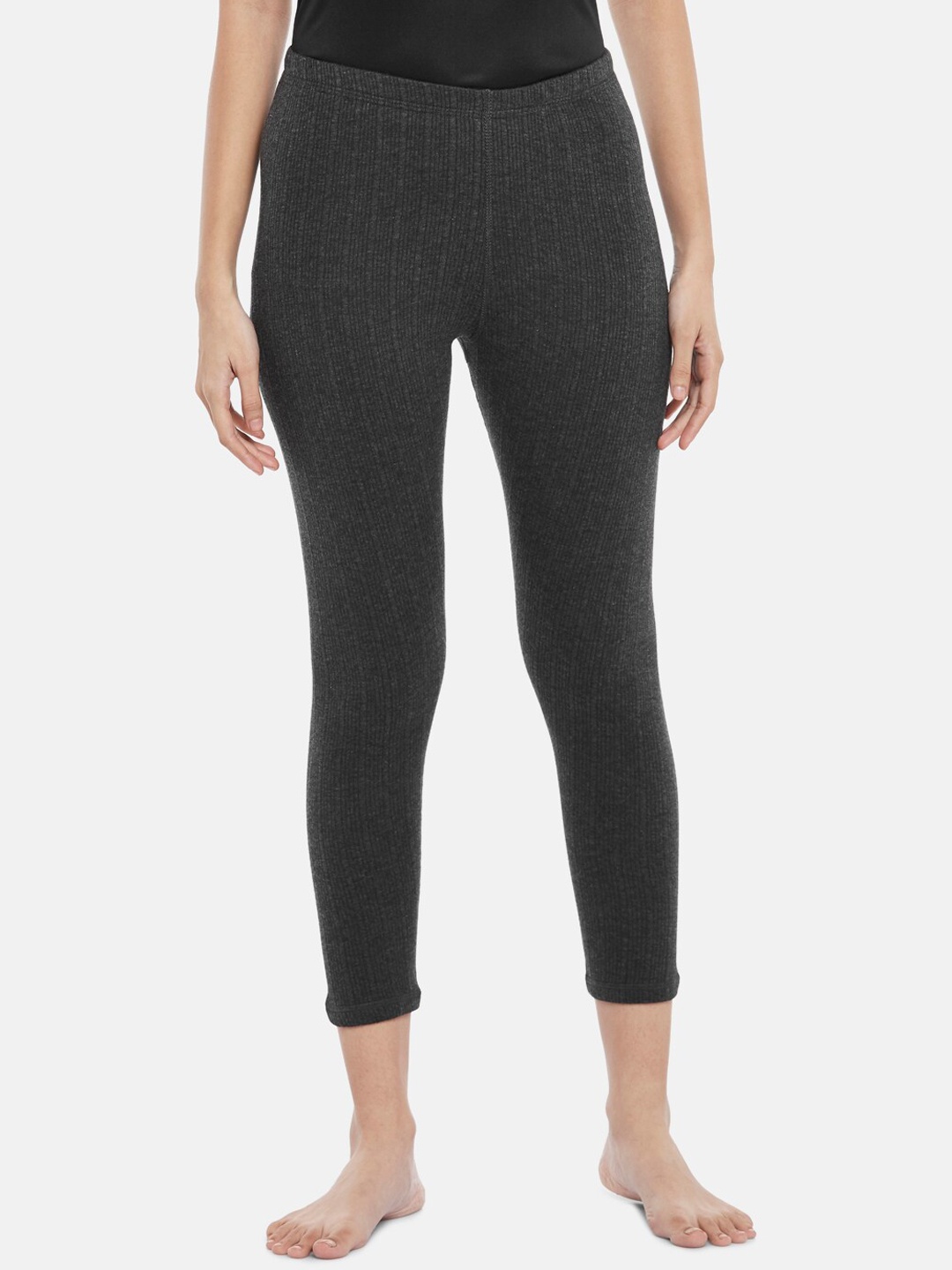 

Dreamz by Pantaloons Women Charcoal Grey Striped Lounge Pants