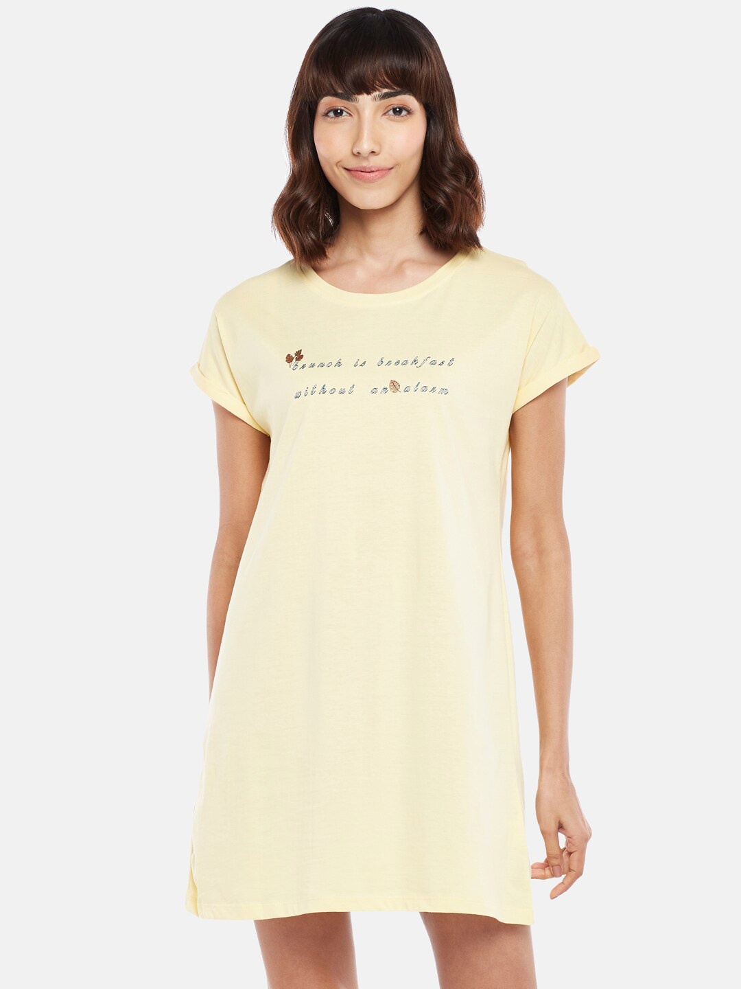 

Dreamz by Pantaloons Yellow T-Shirt Nightdress