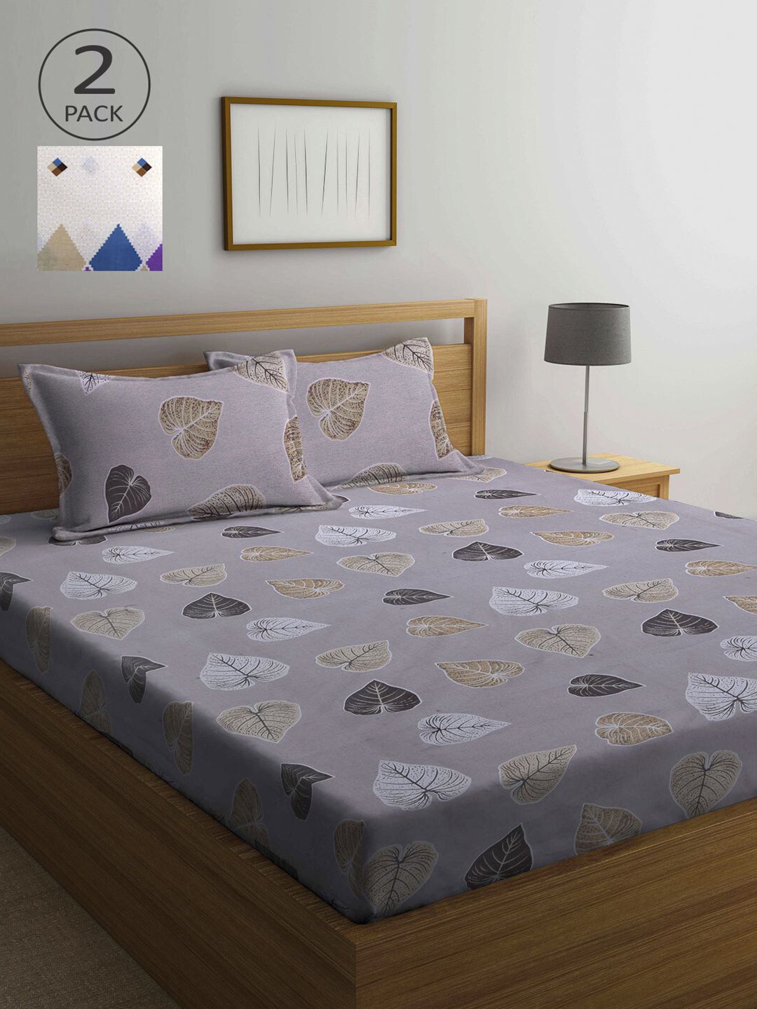 

KLOTTHE Multi Color Floral 210 TC 2 Double Bedsheets with 4 Pillow Covers