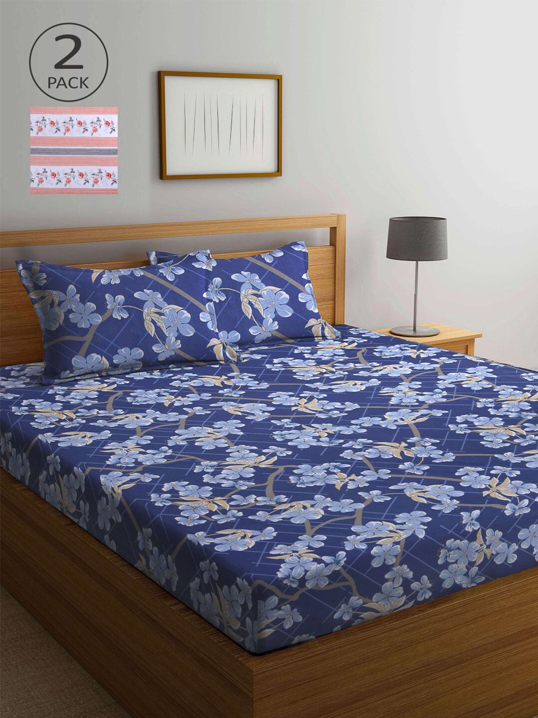

KLOTTHE Multicoloured Floral 210 TC 2 Queen Bedsheet with 4 Pillow Covers, Multi