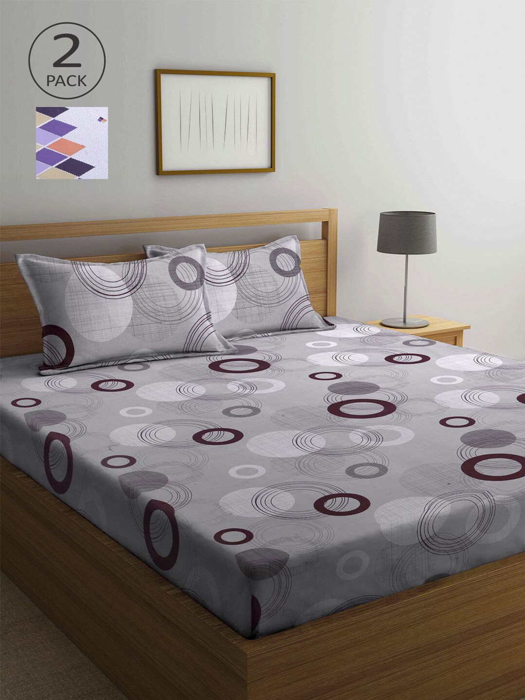 

KLOTTHE Multicoloured Geometric 210 TC 2 Queen Bedsheet with 4 Pillow Covers, Multi