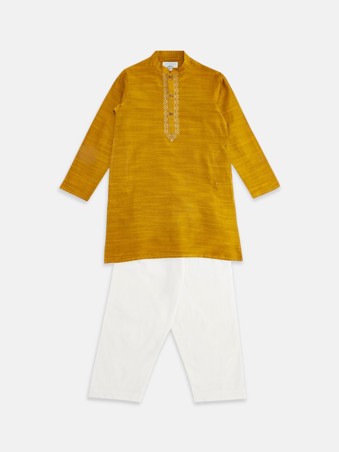 

indus route by Pantaloons Boys Mustard Yellow Kurta with Pyjamas