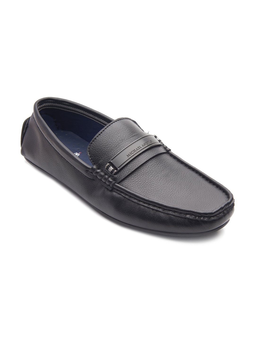 

MICHAEL ANGELO Men Black Textured Formal Loafers