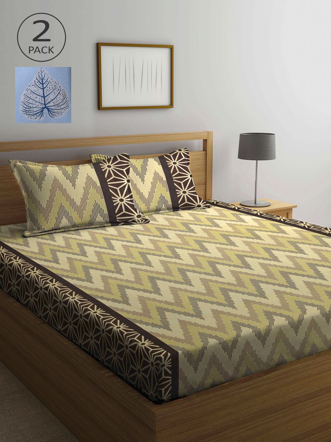 

KLOTTHE Multi Color Abstract Printed 210 TC 2 Double Bedsheets with 4 Pillow Covers
