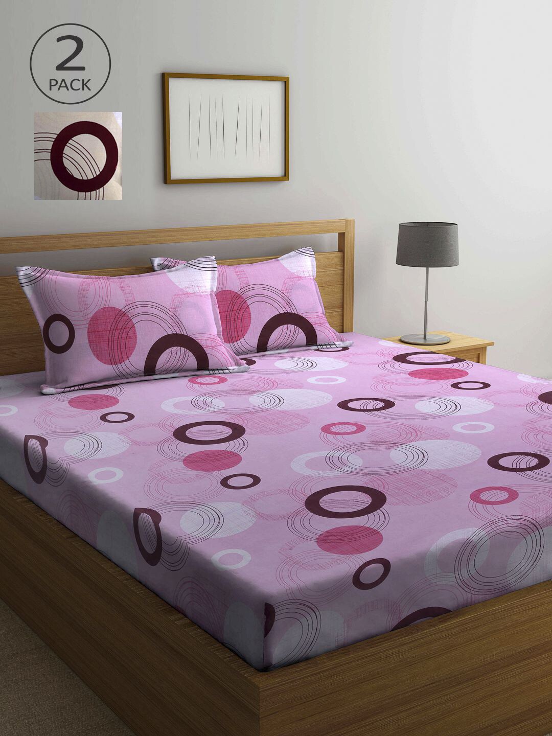 

KLOTTHE Multi Color Geometric Printed 210 TC 2 Double Bedsheets with 4 Pillow Covers