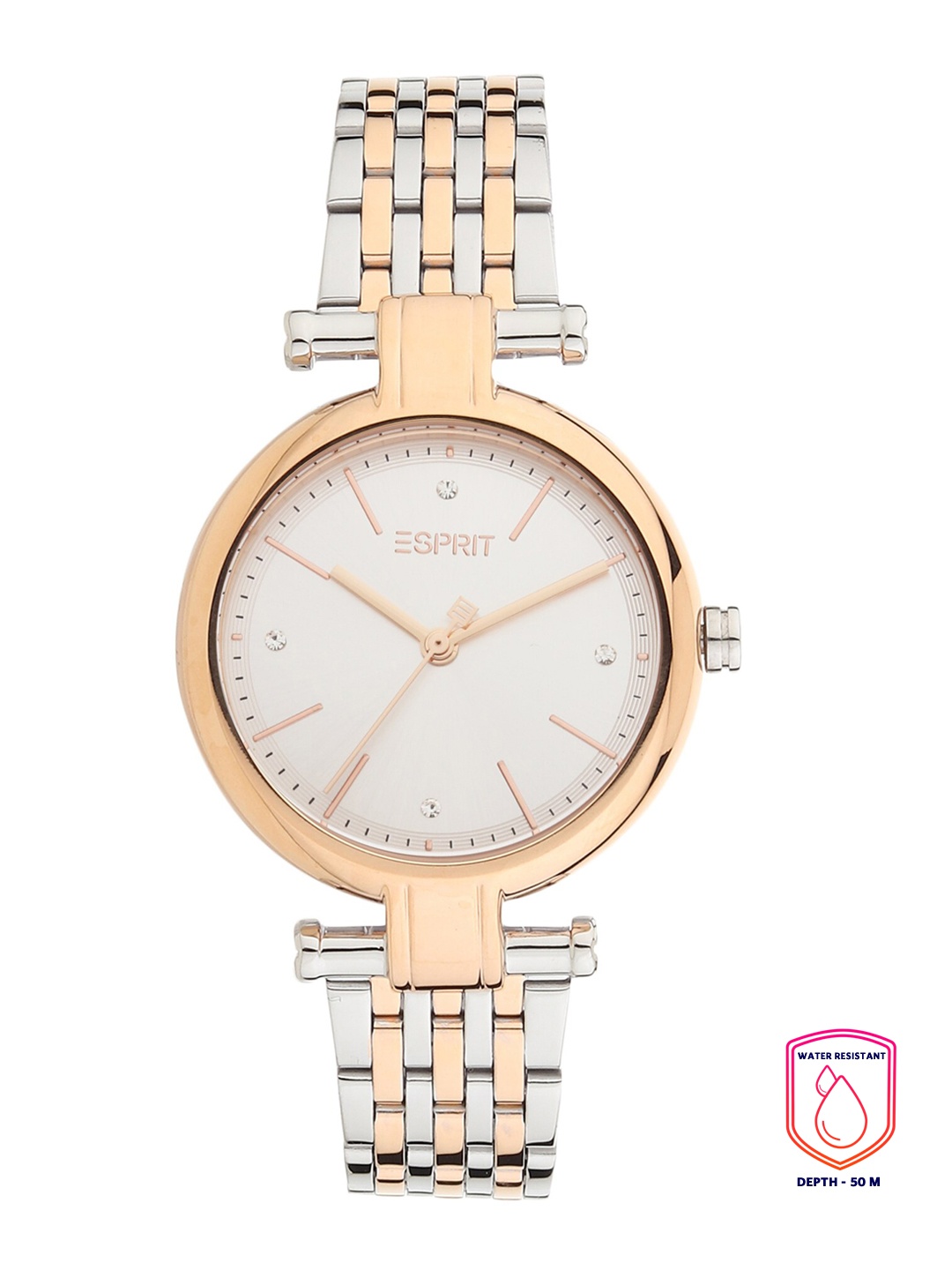 

ESPRIT Women Silver-Toned Embellished Dial & Rose Gold Toned Analogue Watch