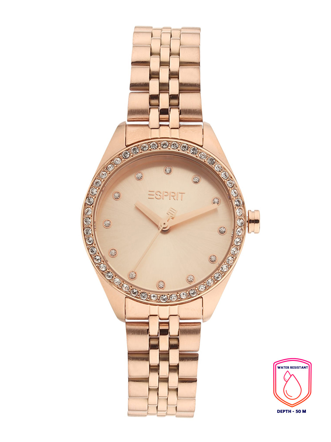 

ESPRIT Women Rose Gold-Toned Embellished Dial Stainless Steel Bracelet Style Straps Watch