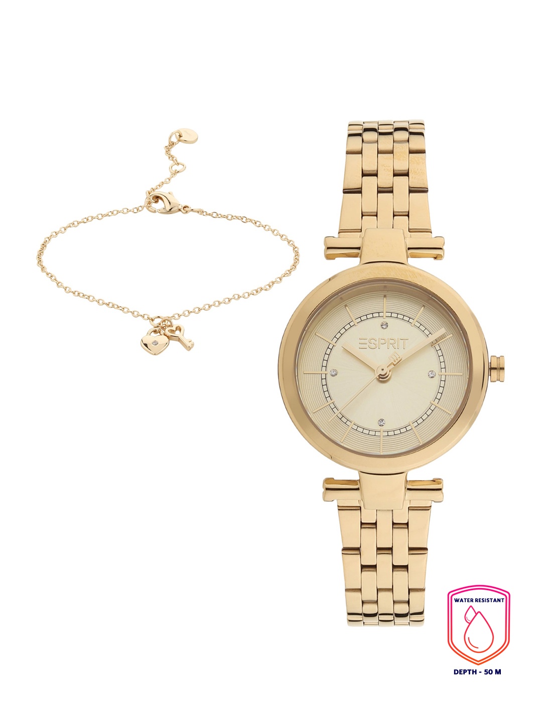 

ESPRIT Women Copper-Toned Dial & Gold Toned Stainless Steel Bracelet Style Straps Analogue Watch