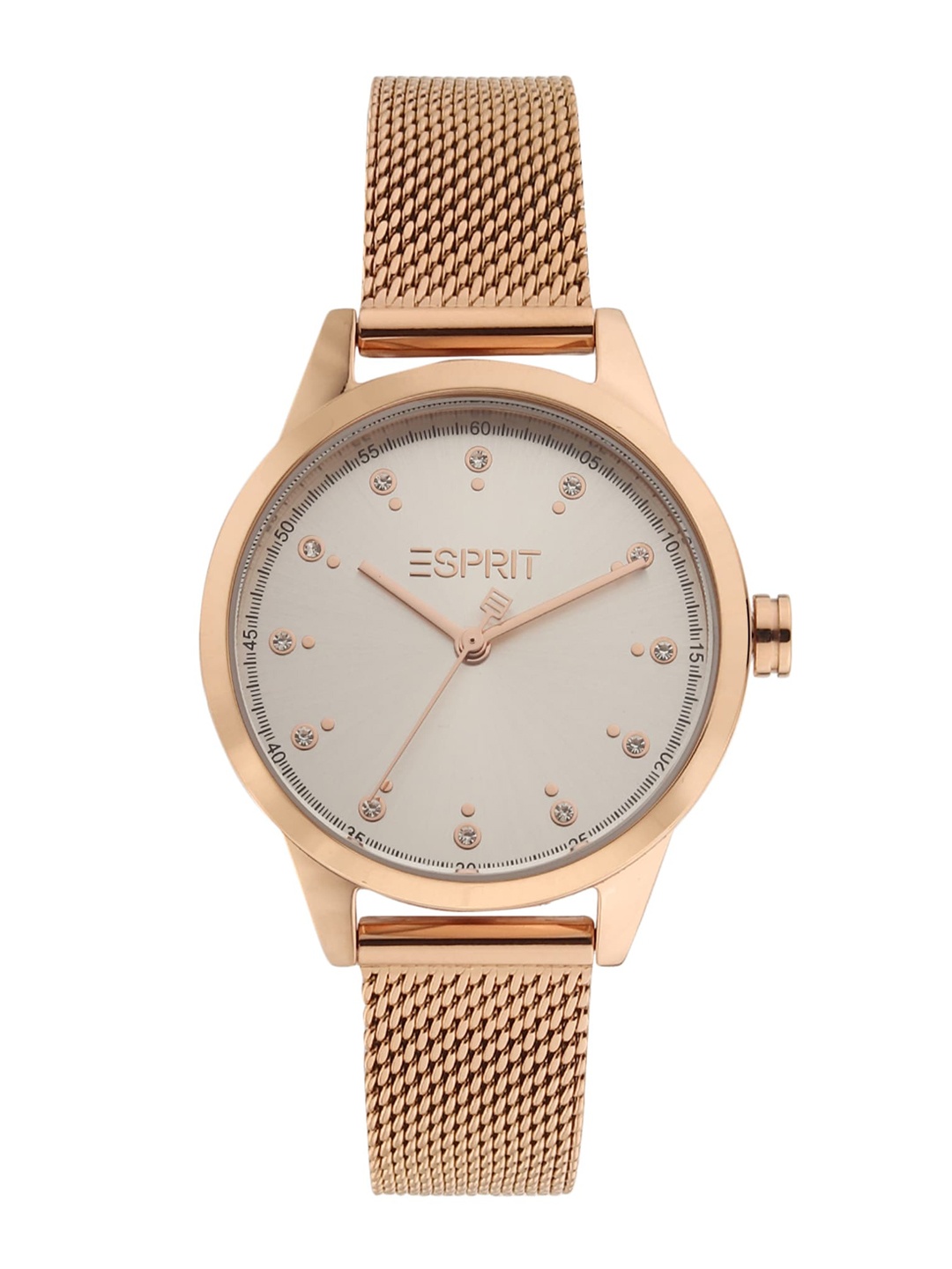 

ESPRIT Women Silver-Toned Embellished Dial & Rose Gold Toned Bracelet Style Analogue Watch