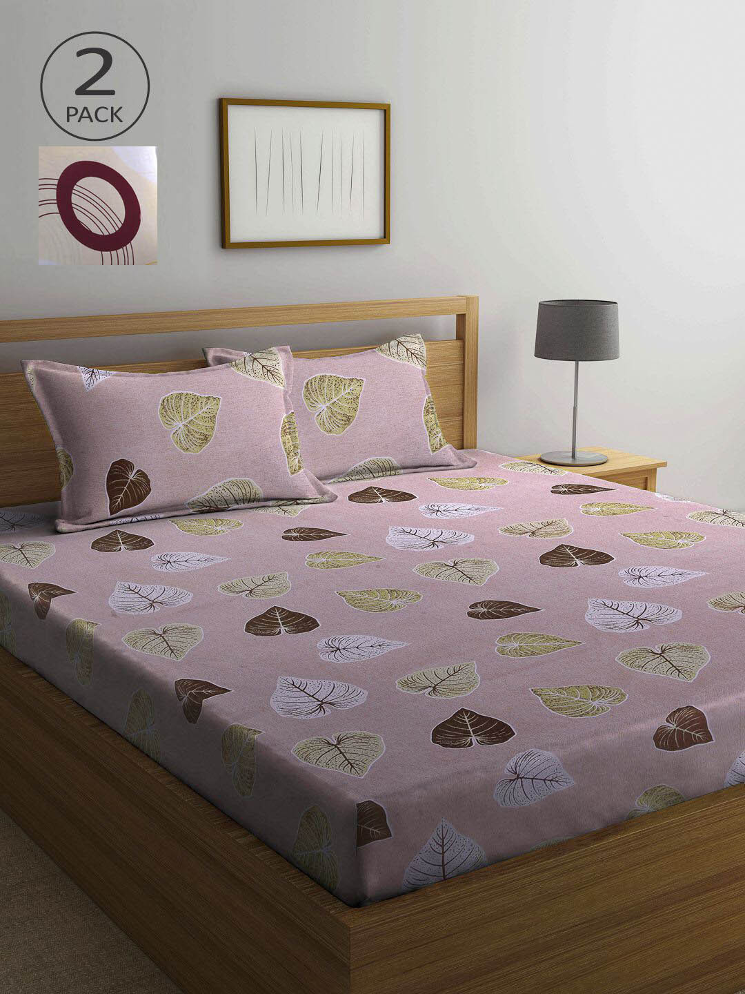 

KLOTTHE Yellow & Pink Floral 210 TC 2 Queen Bedsheet with 4 Pillow Covers