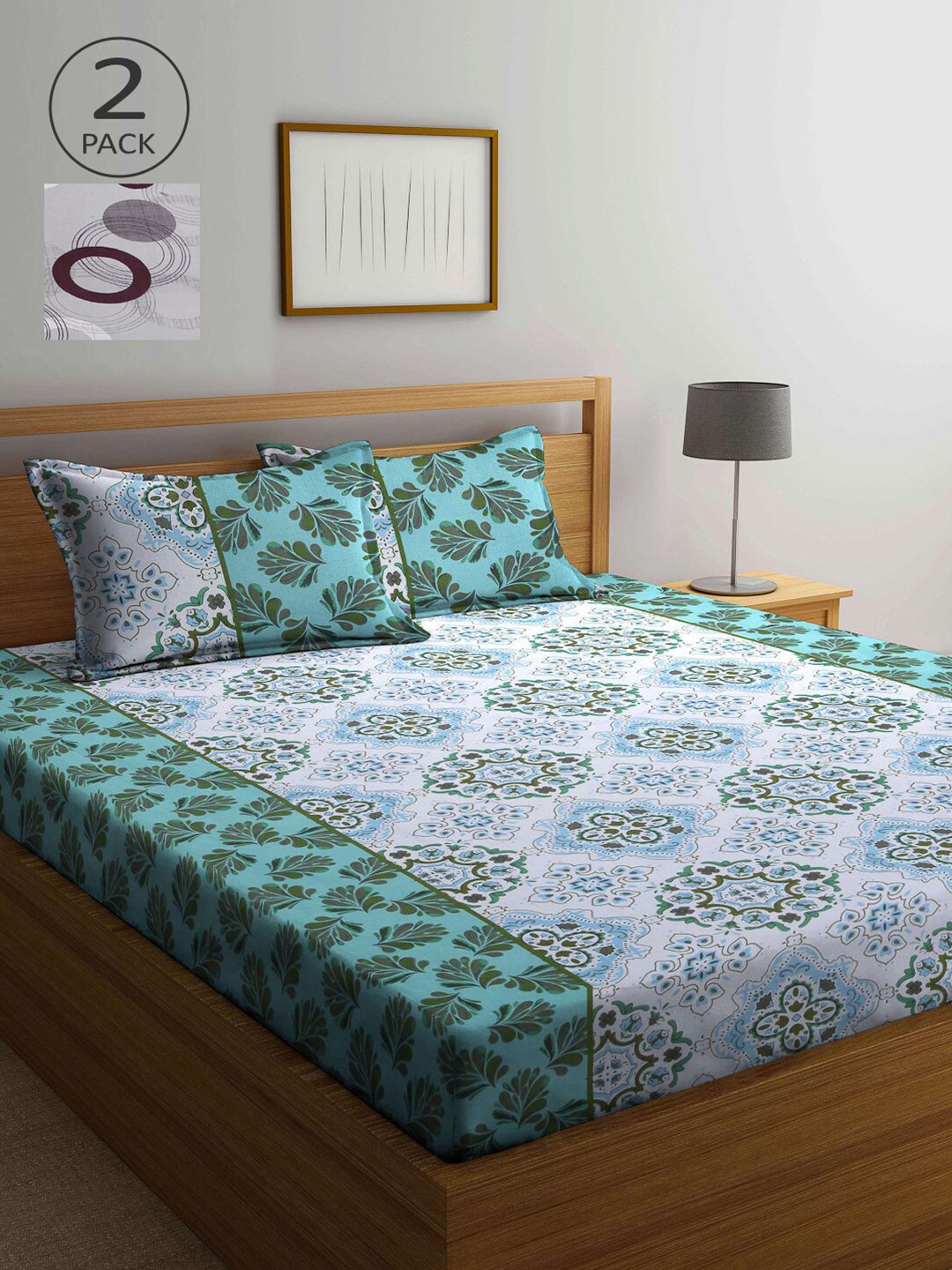 

KLOTTHE Multicoloured Floral 210 TC 2 Queen Bedsheet with 4 Pillow Covers, Multi