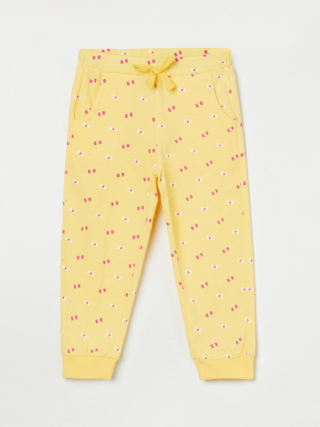 

Juniors by Lifestyle Girls Yellow Printed Pure Cotton Joggers