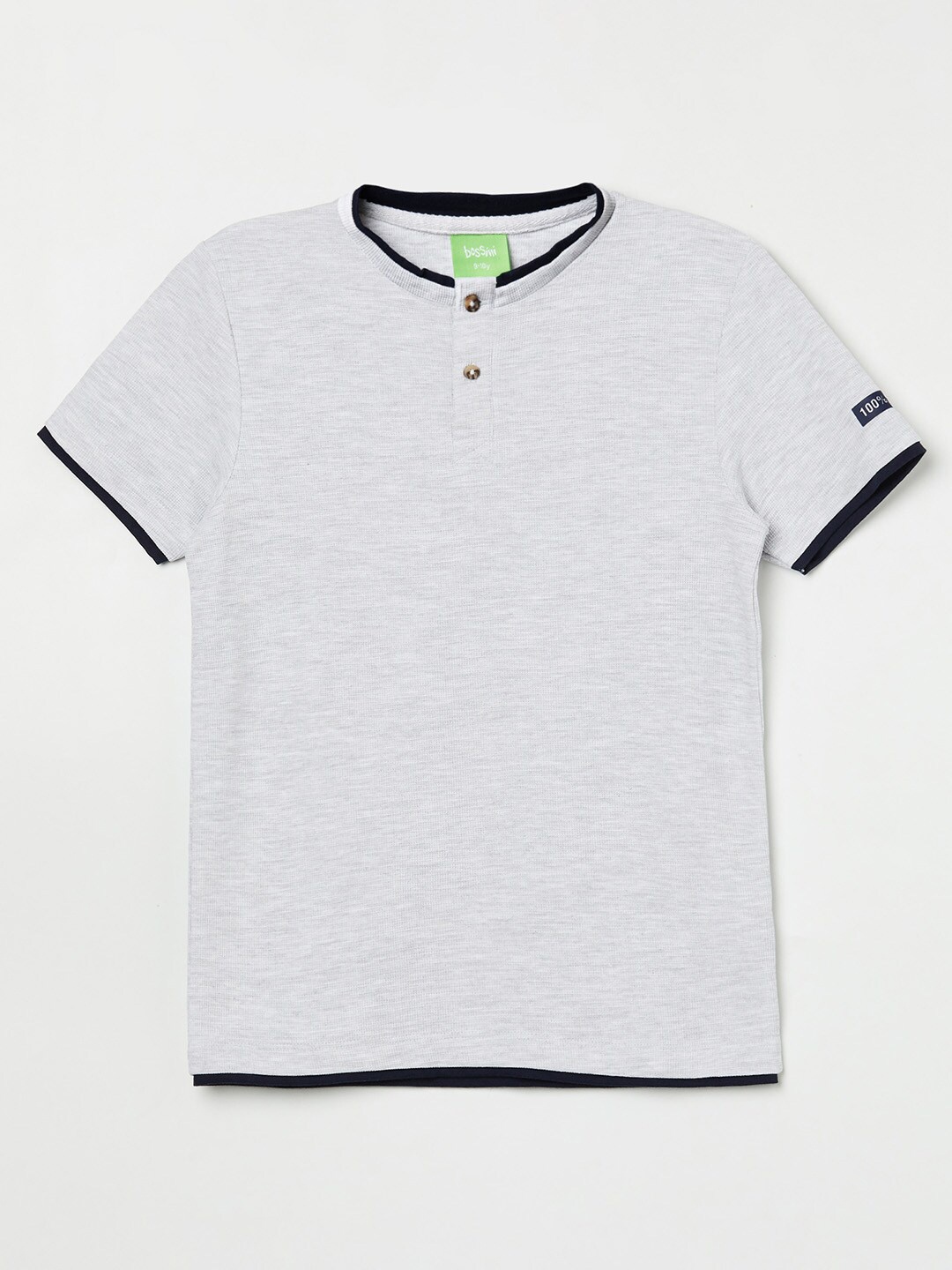 

Bossini Boys Grey Mandarin Collar T-shirt