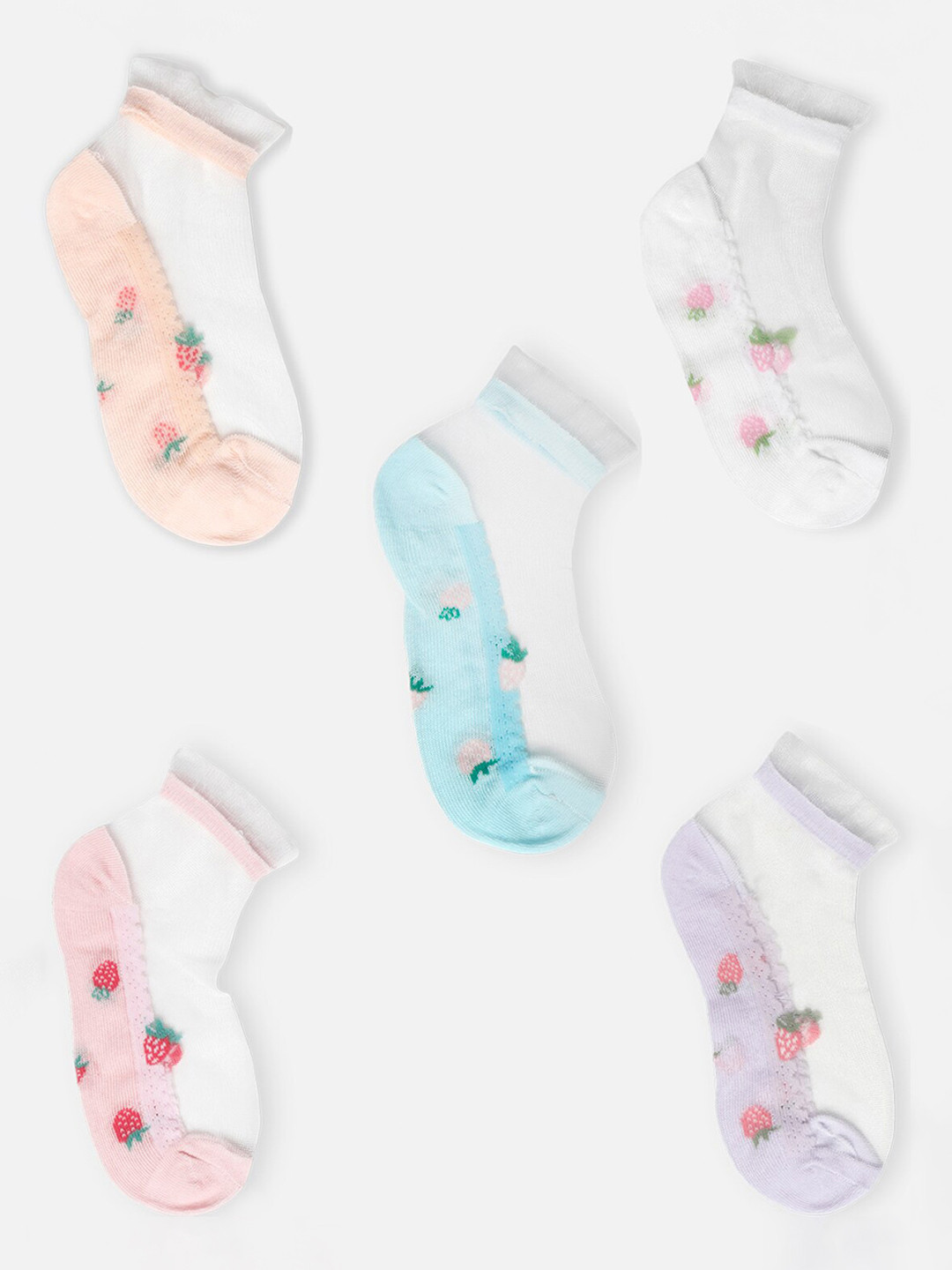 

PASSION PETALS Girls Pack of 5 Assorted Ankle Length Cotton Socks