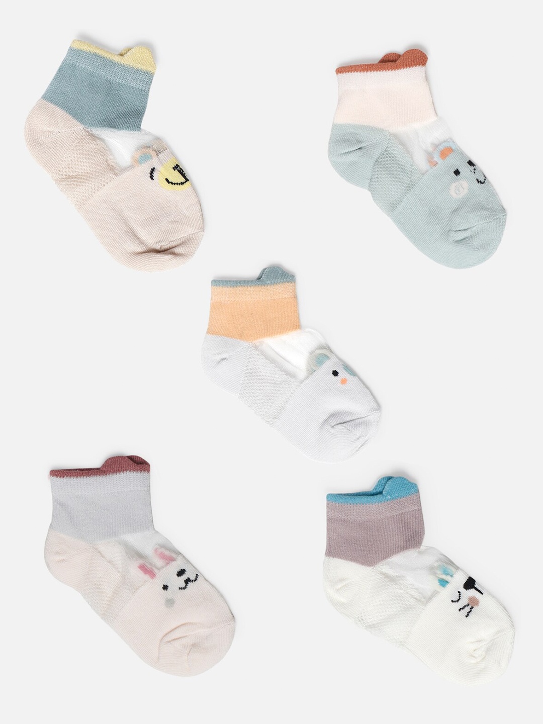 

PASSION PETALS Girls Pack Of 5 Multi Cotton Patterned Socks