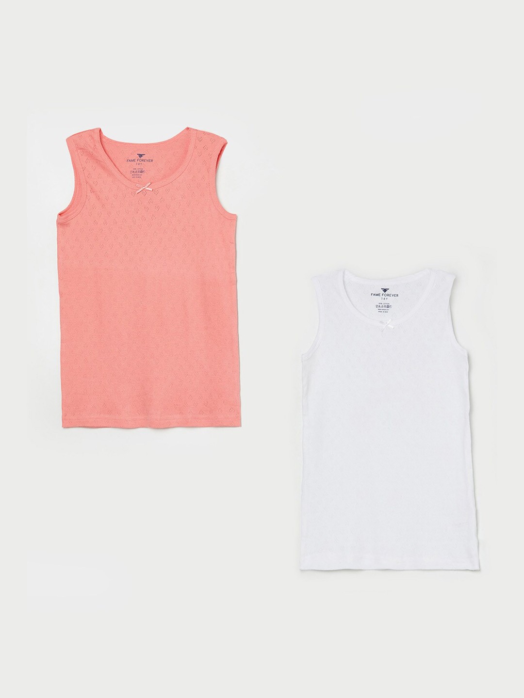 

Fame Forever by Lifestyle Girls Pack Of 2 Pure Cotton Basic Innerwear Vests, Pink