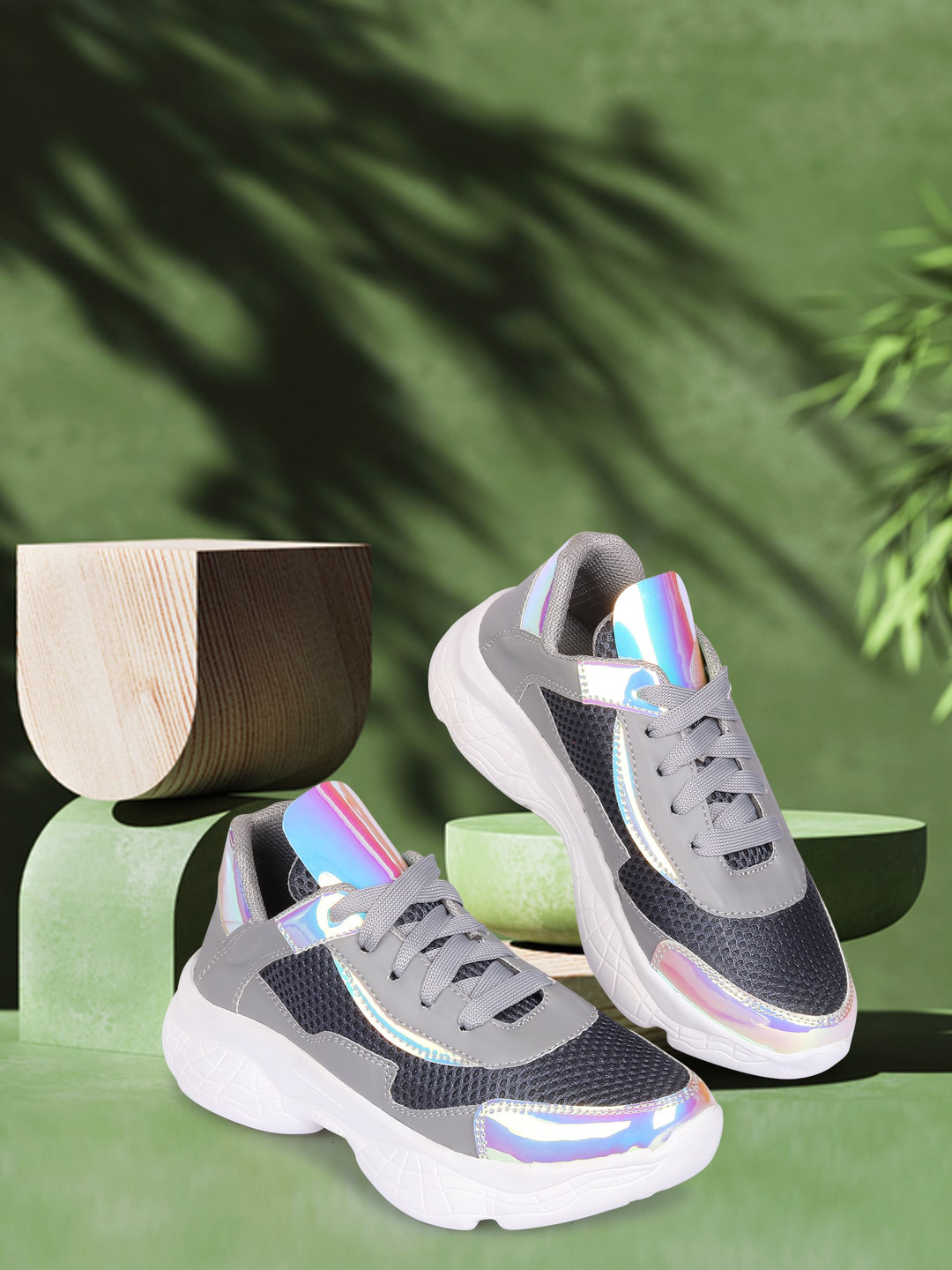 

Longwalk Women Grey Colourblocked PU Sneakers