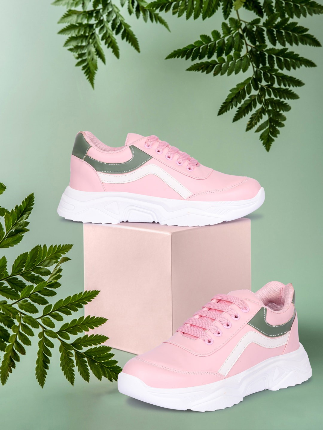 

Longwalk Women Pink Colourblocked PU Sneakers