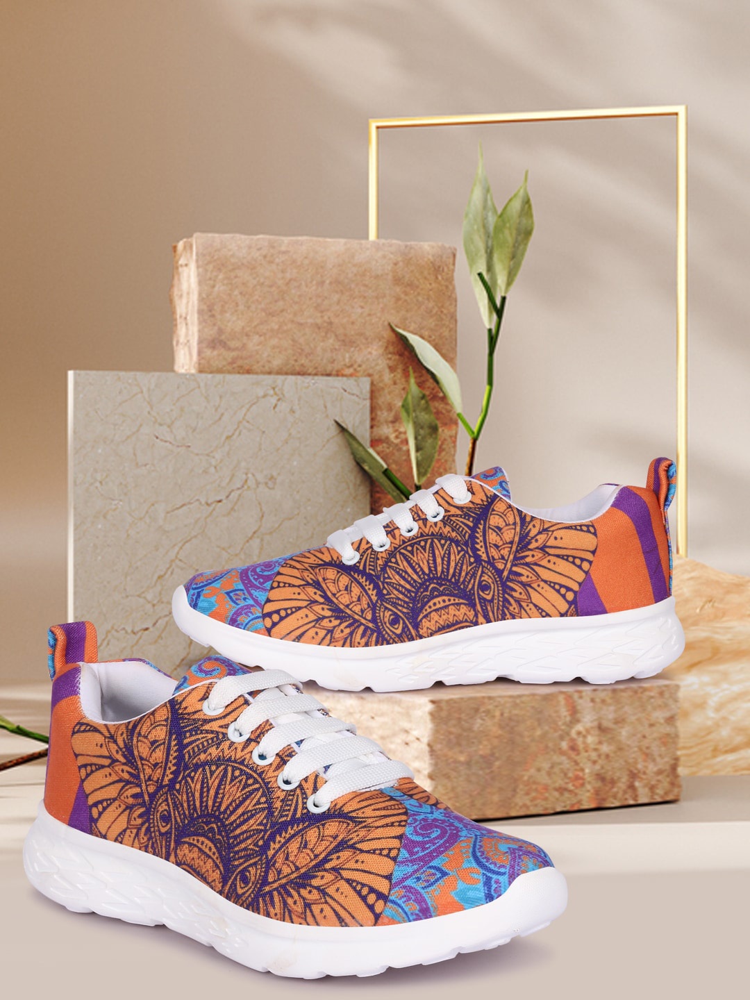 

Longwalk Women Multicoloured Ethnic Motifs Printed PU Comfort Sole Sneakers, Multi