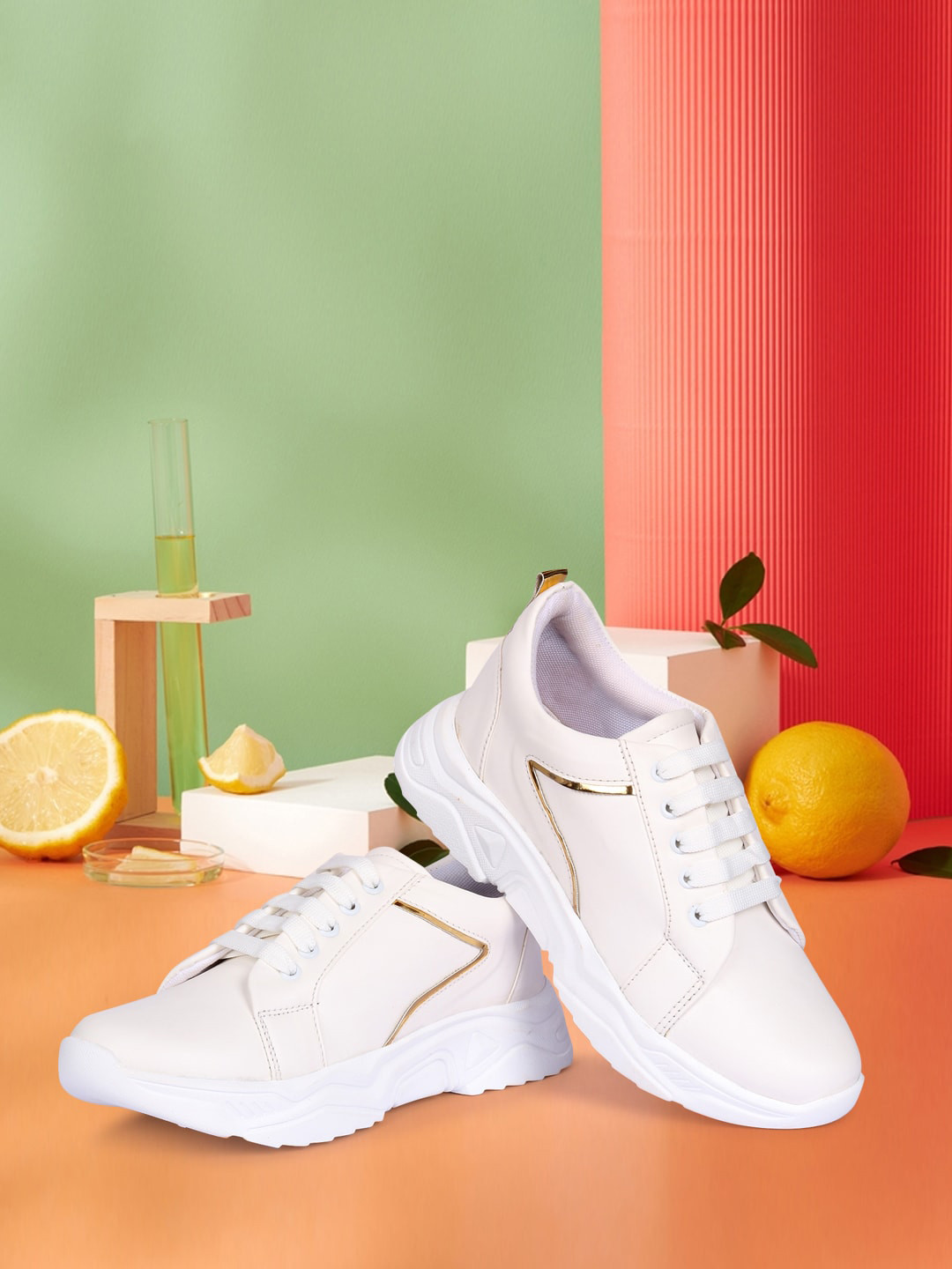 

Longwalk Women White Colourblocked PU Sneakers