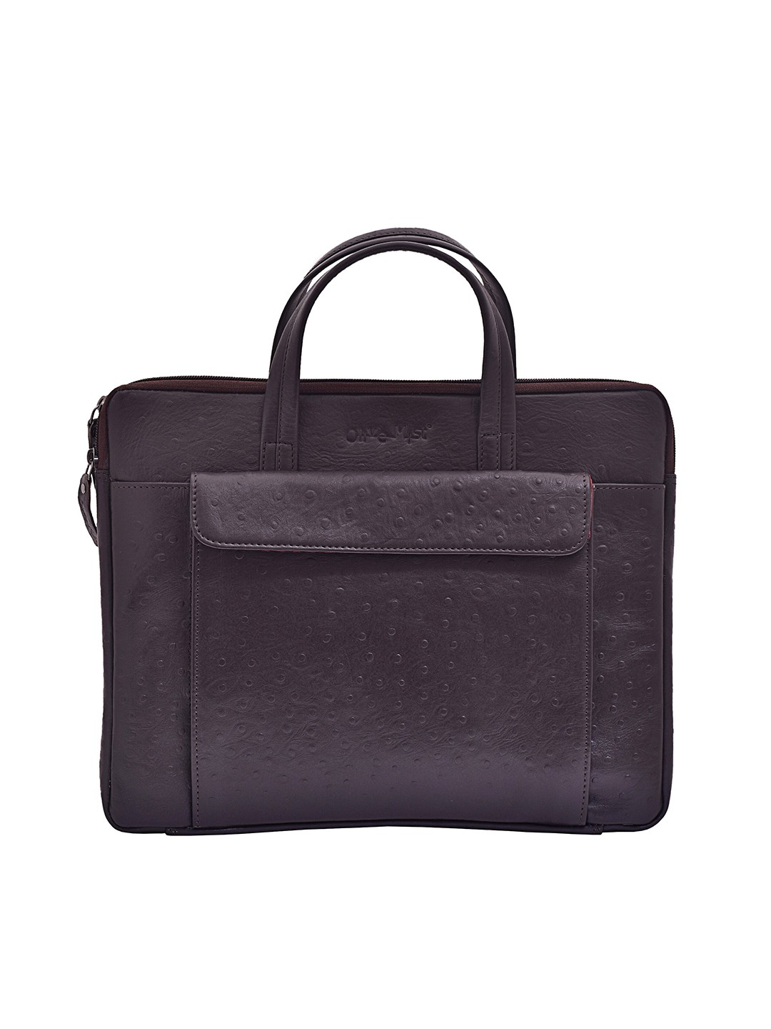 

OLIVE MIST Unisex Brown Textured Leather Laptop Sleeve