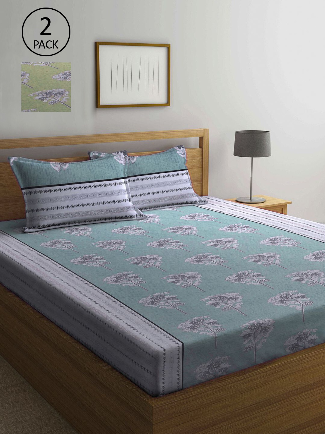 

KLOTTHE Set Of 2 210 TC Pure Cotton Queen Bedsheet Sets, White
