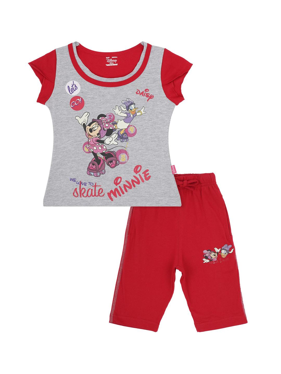 

PROTEENS Girls Red & Grey Printed Night suit