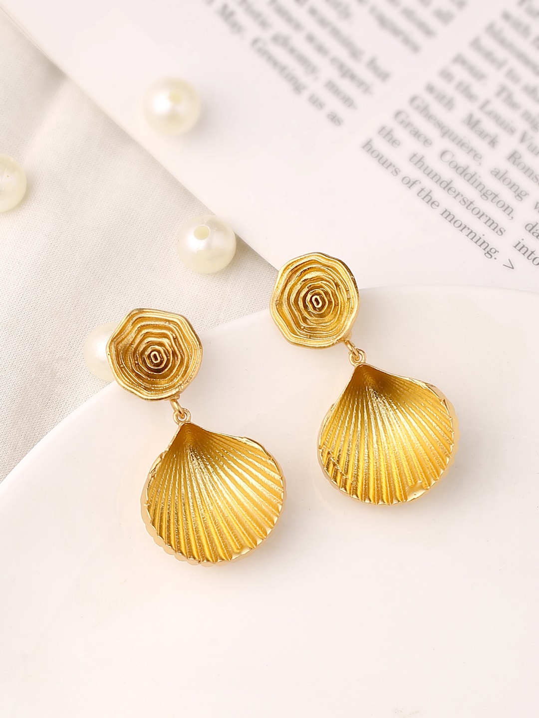 

THE AAB STUDIO Gold-Toned Contemporary Jhumkas Earrings