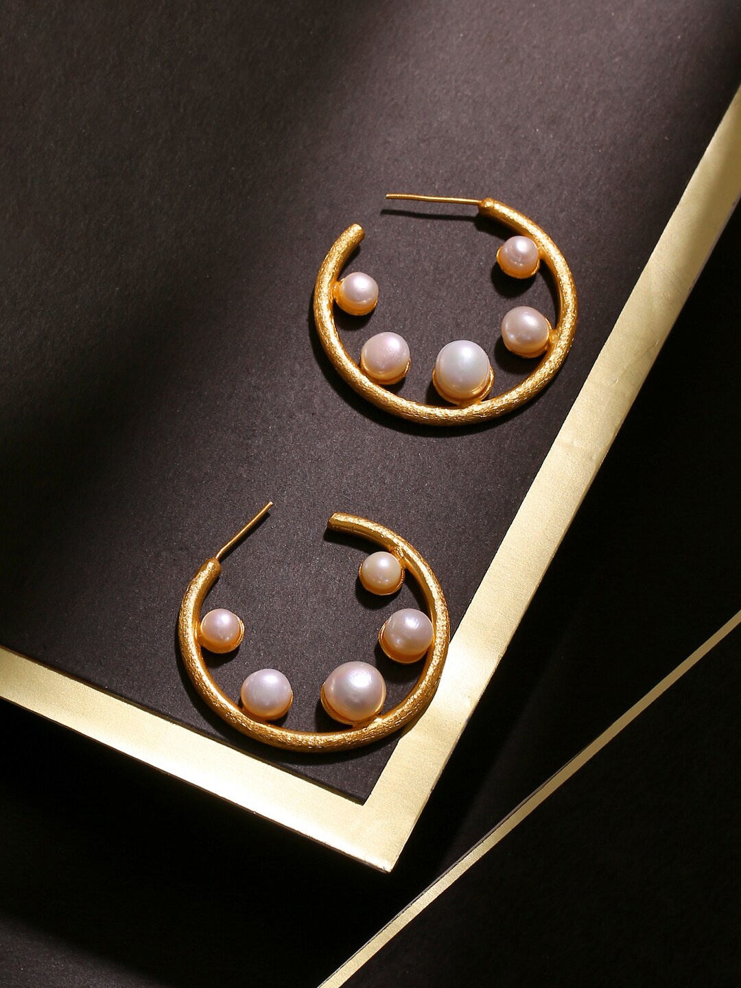 

THE AAB STUDIO Gold-Plated White Pearls Half Hoop Earrings