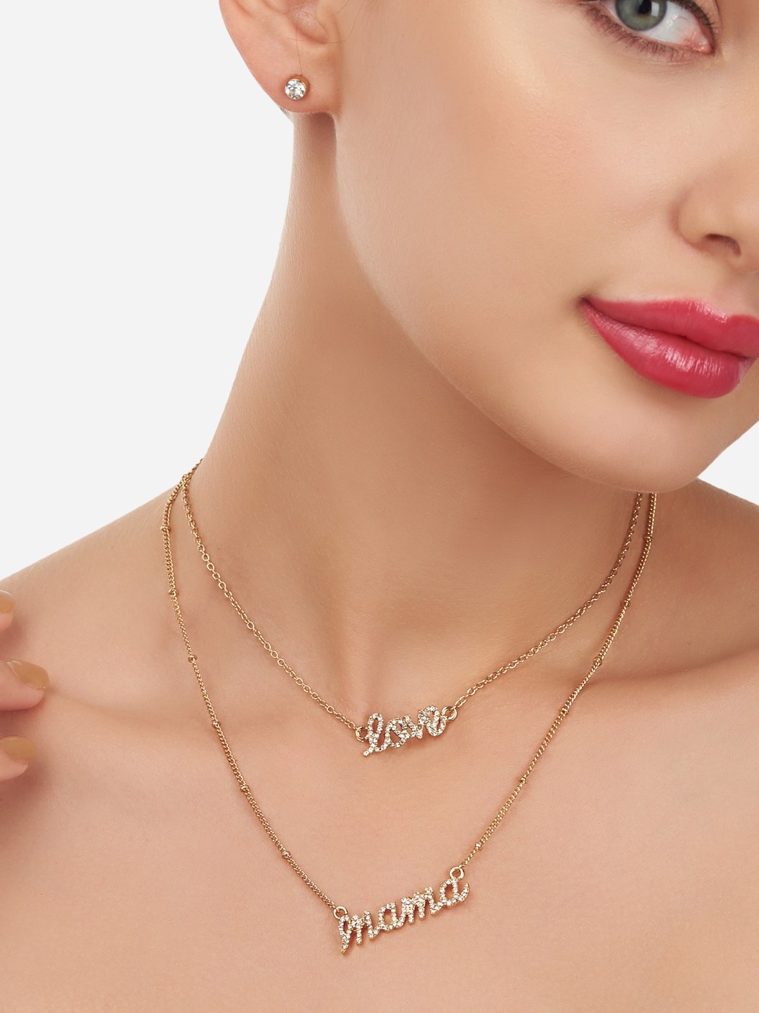 

AMI Gold-Toned & White Gold-Plated Layered Necklace